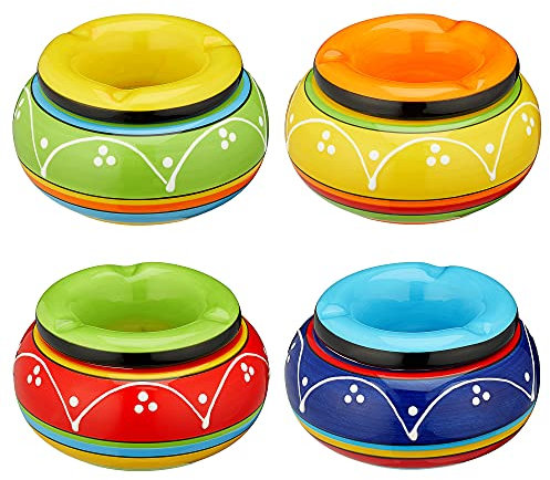 Posacenere per tempesta Toscana, set da 4 pezzi, Ø 11 cm, in ceramica colorata, con inserto rimovibile, posacenere antivento (4 posacenere Toscana, Ø 11 cm)