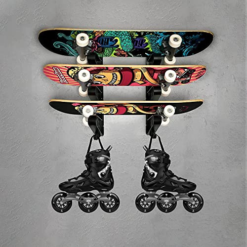 BOOSTEADY Skateboard Rack Skateboard Wall Mount Storage Skateboard HolderLoad Bearing Skateboard Rack, Horizontal Space Saving Design
