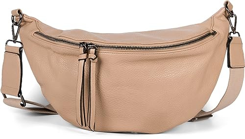 styleBREAKER Bolso bandolera grande media luna mujer,Barro
