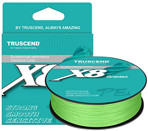 TRUSCEND X8 Geflochtene Angelschnur, Strapazierfähige und Hochwertige PE-Geflechtschnur für Profis, Dünner und Geschmeidiger, Unverzichtbare Ausrüstung für Süßwasserangler, Angelgeschenk für Männer