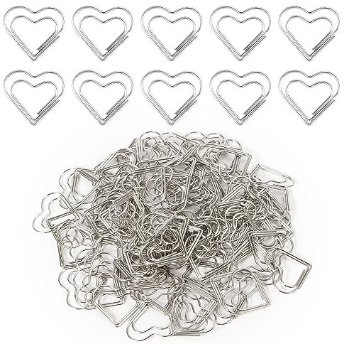 100St Büroklammern, Süß Büroklammern Herz Edelstahl Metall Büroklammern Klein Lesezeichen zum Sortieren Organisieren Bastelpapier Kinder Büro Schule Heimgebrauch (Silber)