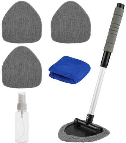 Limpieza Parabrisas Coche Set, Limpiador de Parabrisas con Mango Extensible, Limpieza de Lunas para Coche, con Almohadillas Microfibra etc., para Varios Coches