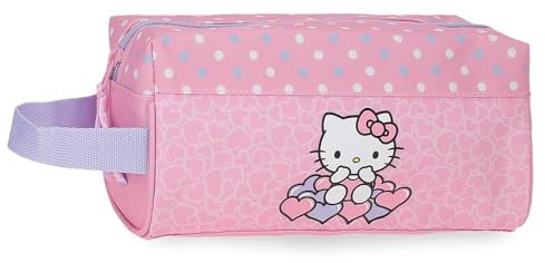 Hello Kitty Hearts & Dots, Schulmäppchen, Umhängetasche, aus Polyester, Rosa, Federmäppchen