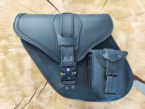 ORLETANOS Seitentasche Dynamite Blackline Links kompatibel mit Harley Davidson Dyna Super Glide Fat Bob Street Bob Low Rider Sportster Motorradtasche Leder Koffer