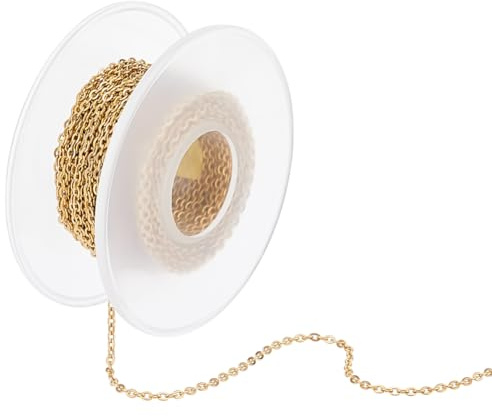 UNICRAFTALE Catene per Collana in Oro da 10m 304 catenelle in Acciaio Inossidabile Catena per Collane Saldata Larga 2mm Catene Coreane in Metallo Catena A Maglie di Estensione Bobina per DIY Gioielli