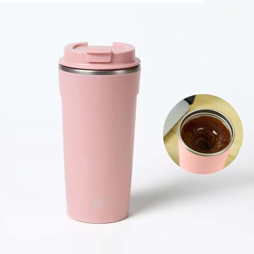 CYANLUX Tazza da caffè magnetica automatica, 400 ml, elettrica, auto-mescolante, in acciaio inox, da viaggio, per caffè, cioccolato, latte, tè (rosa)