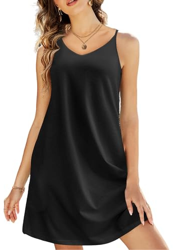 Zeagoo Robe d'été pour femme - Style bohème - Bretelles spaghetti - Sexy - Sans manches - Robe de plage - Mini robe courte - Robe de loisirs