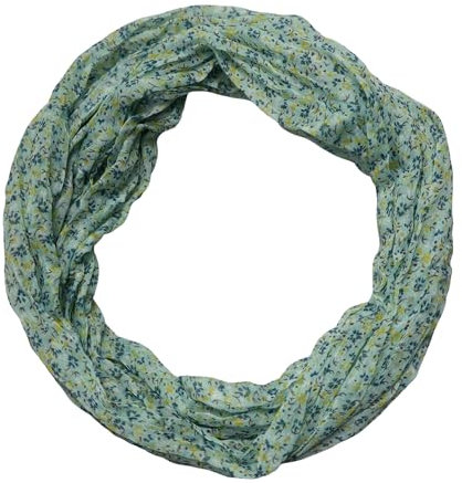 beybey® zarter Damen Loop Schal aus einem sehr feinen Material aus Seide und Baumwolle und in exkluisve Farben. (Blümchen mint)
