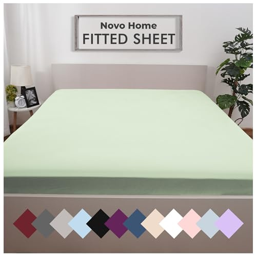Light Green Fitted Sheet Single Beds (90×190 cm, Deep 35 cm) – Pack of 1 Soft Microfibre Elasticated Cover – Breathable, Durable & Easy Care Bottom Sheet
