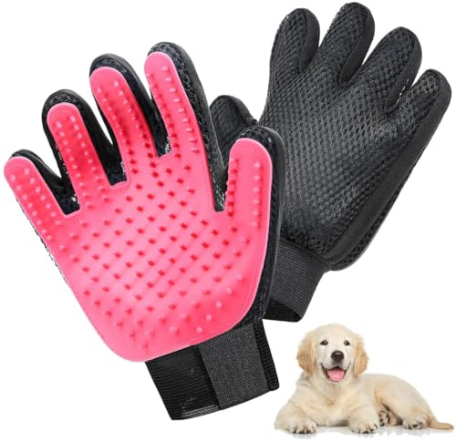 THQAE 1 par Guantes para el aseo de mascotas, guante de cepillo de gato para depil, guantes para el lavado de perros, guante de masaje para mascotas para pelo largo/corto