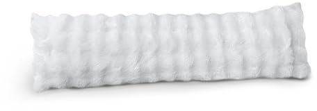 Sweet Dreams Luxury Faux Fur Bolster Pillow – Extra Long Soft Plush Cushion for Bed or Sofa, Fluffy Decorative Support Pillow, Warm & Cosy Winter Comfort, Machine Washable (White)