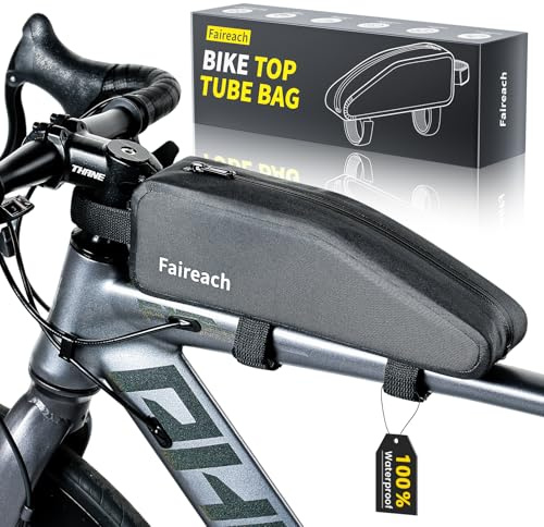 Faireach 100% wasserdichte Fahrrad Rahmentasche, 1,8L Oberrohrtasche mit Dualem Befestigungssystem, Leichte & Robuste TPU Fahrradtasche für Rennrad, Gravelbike & Bikepacking
