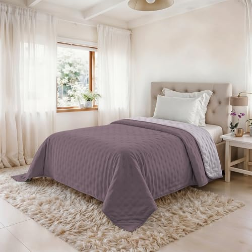 Trapunta Singola Primaverile in Microfibra, Copriletto Estivo Double Face - Trapuntino 100gr Morbido e Leggero - Coperta Letto Qualità Premium 160x250 cm – ELDERBERRY/ORCHIDEA