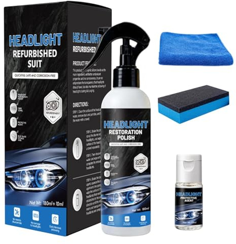 dzqad Restauratore per Fari Auto - Aumento della Trasparenza 180ml,Liquido Antimacchia Fari per Auto,per Berline Camion Officine Garage Conducenti Principianti e Avanzati