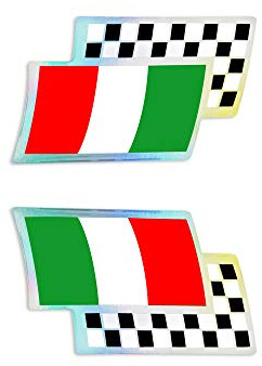 4R Quattroerre.it - 14108 - Adesivo Bandiera Italia Scacchi 3D, 2 Pezzi, 44 x 28 mm