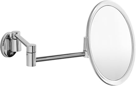 Inda AV058LCR Hotellerie Specchio Ingranditore a Parete Tondo con Doppio Braccio Snodato, Ottone, Cromato, 40 x 20 x 20 cm