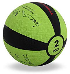 Train Hard Medizinball 1-12 kg, Gummi Gewichtsball in 10 Farbig, Professionelle Gymnastikball für Krafttraining, Crossfit und Fitness (2 KG - Grün)