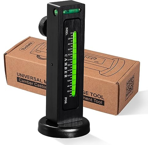 Toolwiz Magnetiskt mätverktyg camber mätare universell justerbar hjuljusteringsverktyg camber hjul stag justeringspelare för bil lastbil husbil däck reparation bil svart