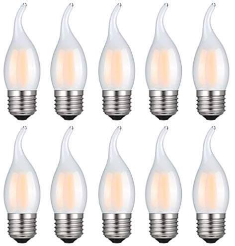 MENTA 10 X E27 4W Led Glühbirne Kerzenbirne Matt Glas Antiker Birne Filamentlampe mit 400lm 4W ersetzt 40W Warmweiß 2700K Fadenlampe E27 Classic LED Kerzenform Flame Nicht Dimmbar