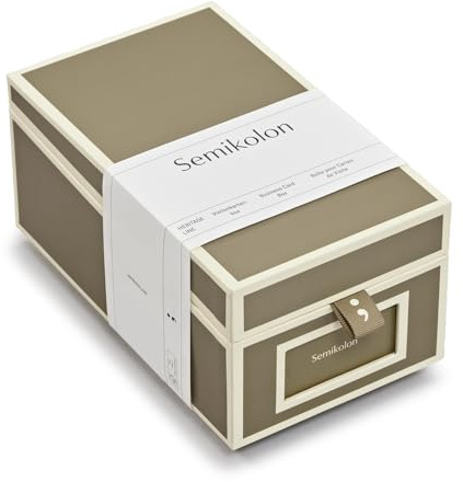 Semikolon 370083 Visitenkartenbox - alphabetisches Register - 10,5 x 18 x 8,3 cm - Business-Card-Box - fango beige