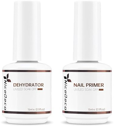 Nicedeco Nail Primer and Dehydrator Set, 2x15ML Nail Prep Dehydrator and Bond Primer Fast Air Dry Superior Natural Bonding Primer Gel Nail Polish for Nail Supplies Set, Long-lasting