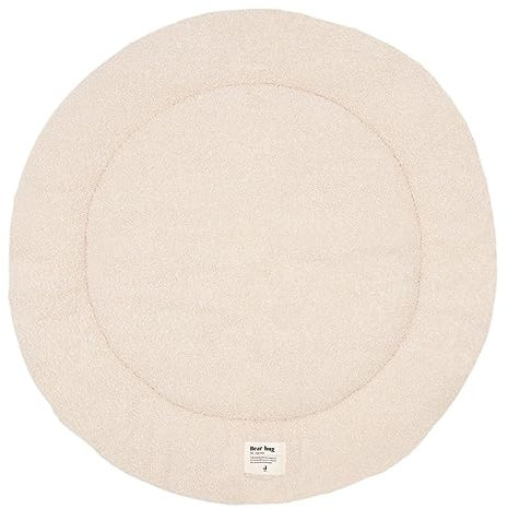 Jollein Krabbeldecke für Baby - Boucle, Naturel - Laufgittereinlage - Ø 95cm - Spieldecke Baby - Cremefarben