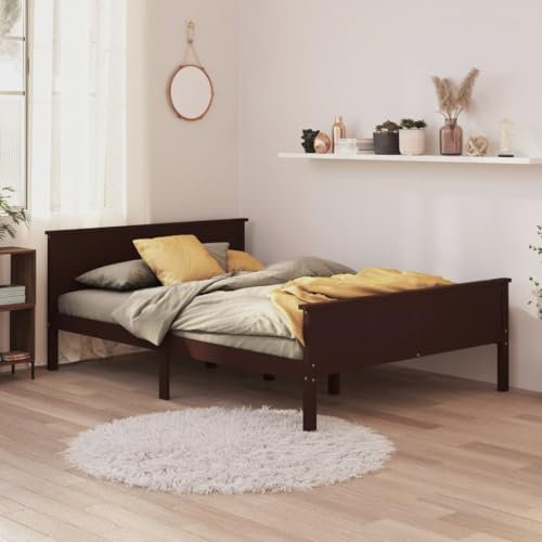 Annlera Massivholzbett Dunkelbraun Kiefer 140x200 cm Bettgestell Bed Frame Bettrahmen Holzbett Betten