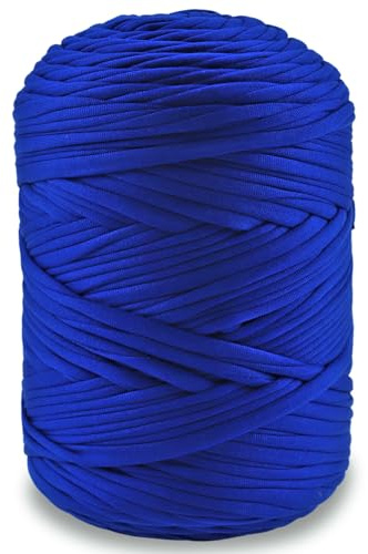 NOTIONSLAND 400 g T-Shirt-Garn, Strickgarn, Stoff, Häkelgarn für Taschen, Körbe, Decken, Heimdekoration – Saphirblau einfarbige Garne