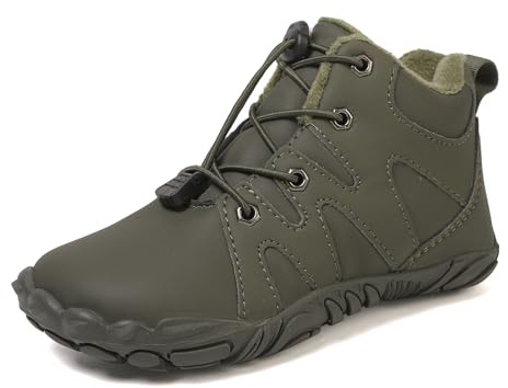 Invernali Scarpe Barefoot Bambino, Zero Drop, Punta Larga, Impermeabili, Fodera in Pile Adatto a Ragazzi e Ragazze (Nero, Bambino Piccolo (2-5 anni), 26, Numero, Sistema Taglie Calzature EU, Media)