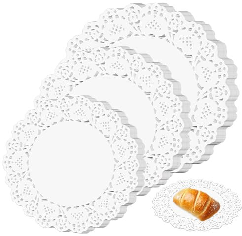 Bewudy 150 Pcs Paper Doilies Assorted Sizes, White Lace Doilies, 6.5 inch 7.5 inch and 8.5 inch Doilies for Food Crafts Parties Wedding Birthday Tableware Decoration(6.5 7.5 8.5 inch)