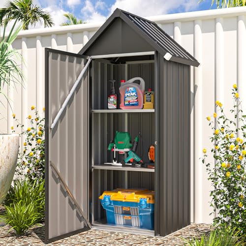 AECOJOY Vertical Outdoor Storage Cabinet Waterproof with Adjustable Shelves
