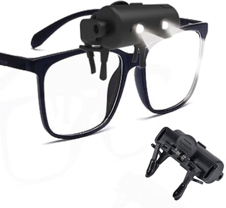GREENANTS Night Light Flashlight Light up Glasses 2 Pack Rechargeable led lamp, Clip On of Any Style of Glasses, Convenient to Crochet Light, Mini Light, Funny lamp, Emergency Clip on