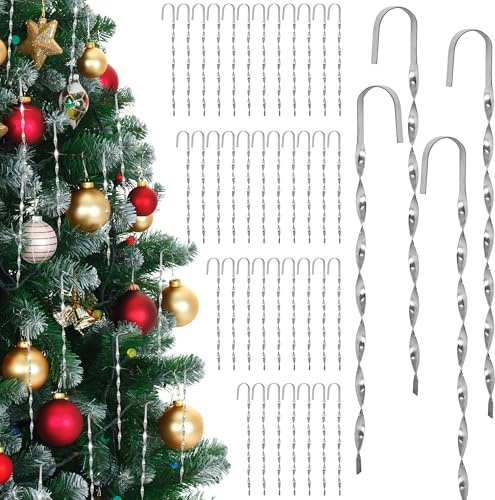 60 Pcs Christmas Tin Icicles Ornaments, 5.5'' Vintage Metal Tinsel Decor
