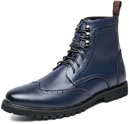 ENWIND Stivali da Moto da Uomo con Stringati Chukka Stivali Cerniera Stivaletti da Brogue,Blu,41 EU