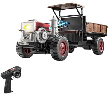 ToyGhillied Tractor a control remoto con luces LED, 2.4G 4WD camión tractor realista totalmente proporcional, sonidos simulados efectos de niebla de escape, idea de regalo (RTR)