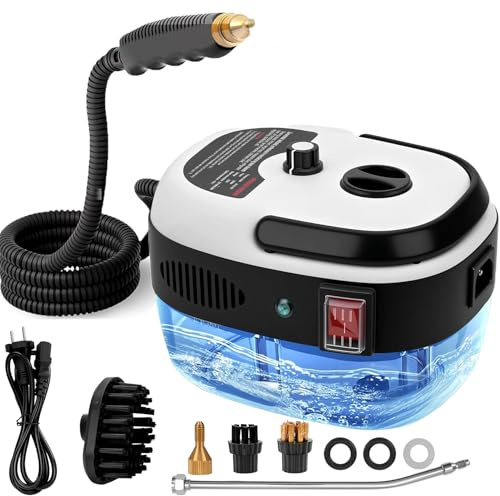 2500W Pulitore a Vapore Portatile, Pulitore a Vapore 1000 ML con 6 Velocità Regolabili e 3 Tipi di Testine, Pulitore a Vapore Professionale per Pulito, Mobili Imbottiti, Divani, Piastrelle