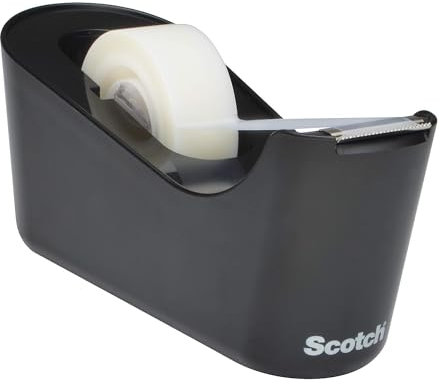 Scotch Dévidoir de Ruban Adhésif C18, Noir + Scotch Magic Ruban Invisible, 1 Rouleau 19 mm x 33 m - pour l'École, la Maison et le Bureau