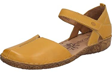 Josef Seibel Femme Sandale à lanières Rosalie 42, Dame Sandales,Largeur G (Normale),Sandale d'été,Confortable,Plate,Jaune (Safran),37 EU / 4 UK