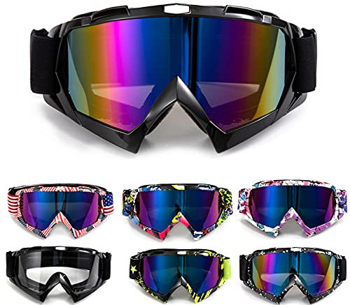 APEBAZY Motorradbrille Motocross Brille Dirt Bike Crossbrille ATV Off Road Racing MX-Fahrbrille Reitbrille Winddicht Anti Fog UV Skibrille