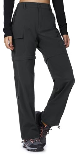 Cycorld Pantaloni Cargo Escursionismo Donna Zip off Impermeabile Pantaloni Passeggiata Leggero Quick Dry Convertibile Stretch Outdoor Casual con 5 Tasche(Nero, XS)