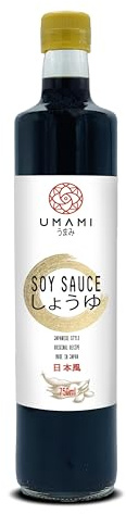 Umami Salsa de Soja Japonesa 750ml - Fermentación Artesanal Lenta - Ideal para Sushi, Wok y Cocina Asiática - Sin Aditivos