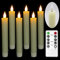 Ymenow LED Stabkerzen mit Timerfunktion, 6 Stück 16,5cm Elfenbein LED Echtwachskerzen Stabkerzen Kurz Flackernde Flamme mit Fernbedienung für Zimmer Party Deko Wohnzimmer Hochzeitsdeko Tischdeko