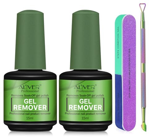 2 PCS Magic Remover Semipermanente, Remover Semipermanente Unghie con Nail Buffer e Gel Polish Scalper, Rimuovi Semipermanente Unghie, Sicuro e Veloce da Rimuovere in 2-5 Minuti