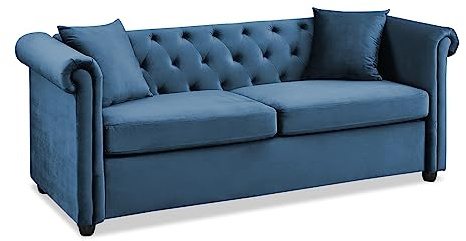 Home Detail Ascot Chesterfield Sofa Suite 2 & 3 Seater Grey Green Blue Velvet (Blue Velvet, 3 Seater)