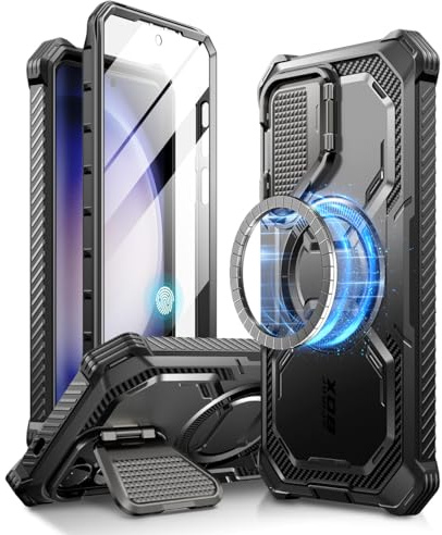 i-Blason für Samsung Galaxy S24 Hülle mit Kameraschutz [Kompatibel mit MagSafe] Bumper Case 360 Grad Handyhülle Magnetische Schutzhülle mit Displayschutz und Ständer für Samsung S24, Schwarz