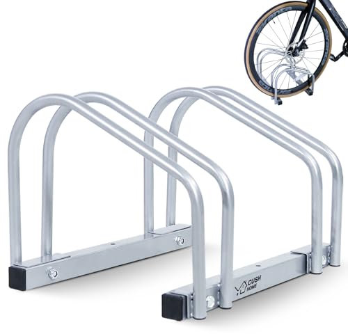 CCLIFE Rastrelliera Biciclette da Pavimento per 2 Bici con Larghezza Pneumatici Fino a 65 mm Supporto per Bici in Ferro 40 x 32 x 26 cm