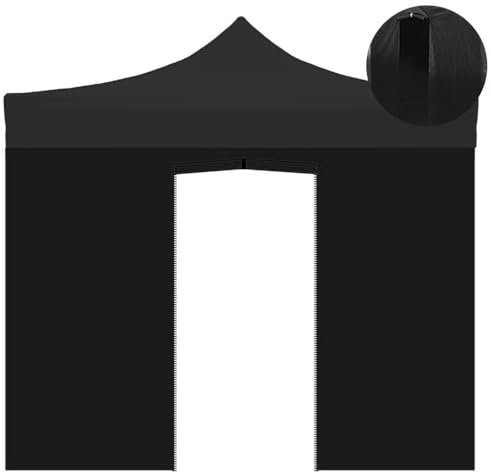 Lona lateral de 3 x 2 m, color negro, impermeable, con puerta enrollable para cenador plegable