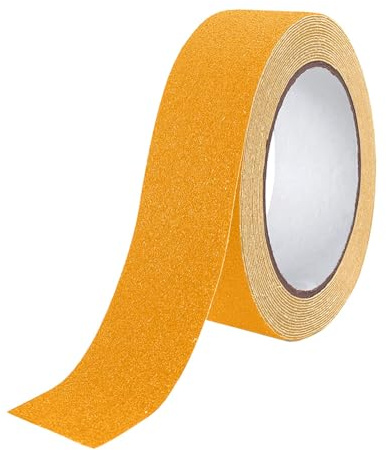 QitinDasen 10 M X 2.5 cm Gul Halkskyddstejp, Självhäftande Halkfri Säkerhetstejp, för Inomhus och Utomhus (1 Rulle)