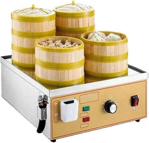 GFXYQPDNV Four-Hole Electric Food Steamer, Commercial Steamed Buns Machine, Stainless Steel Home Food Steaming Machine for Bun Dumplings Rice Chinese Cuisine Recipes Cookware