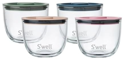 S'well 12oz Glass Prep Bowl Set of 4 For Easy Meal Prep, Vintage Pastels, Made From Durable Tempered Glass, Nests Inside 21.5oz